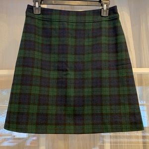 J.Crew Green, Black, Navy Plaid Mini Skirt (Size 2)